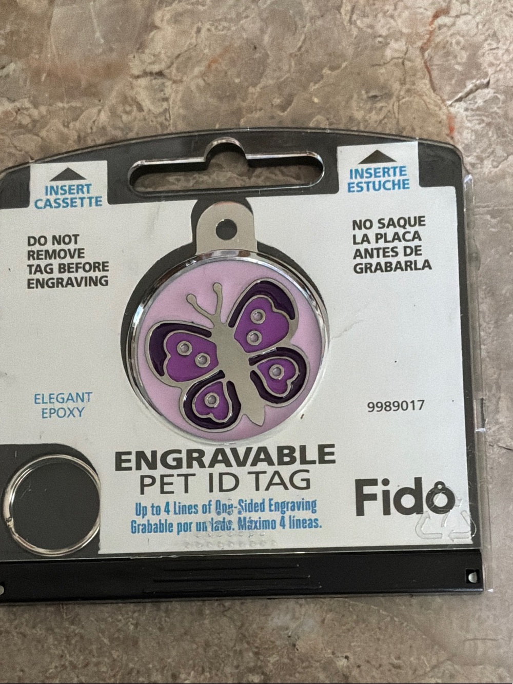 FIDO Engravable Pet ID Tag - Purple Butterfly
